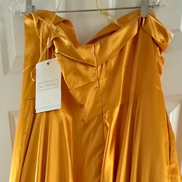 Mac Duggal BOW SWEETHEART STRAPLESS A LINE GOWN size 16 Marigold (67995) Dress - Picture 8 of 12